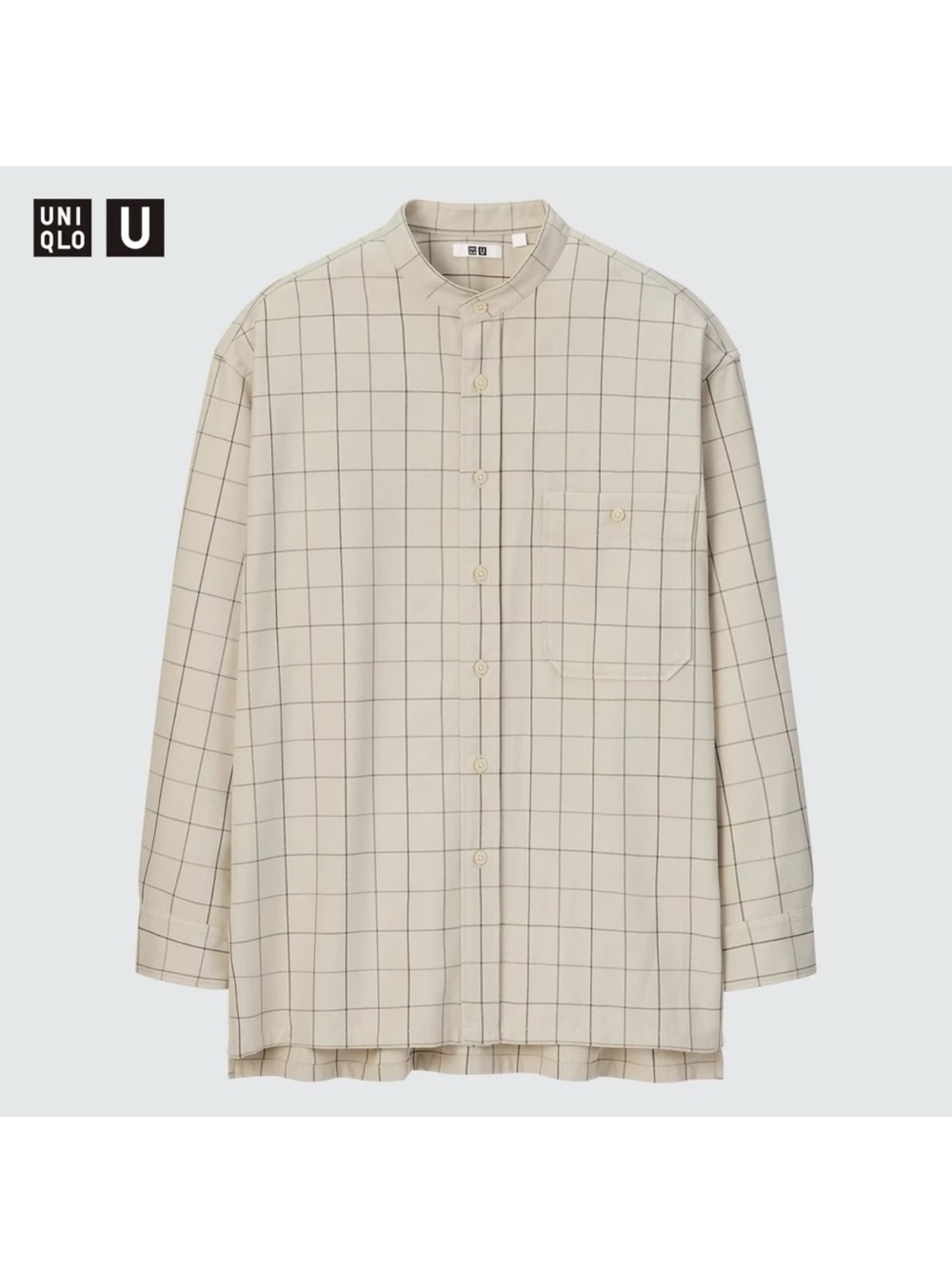 Uniqlo U Collection Cotton Flannel Oversized Beige Checkered Shirt
